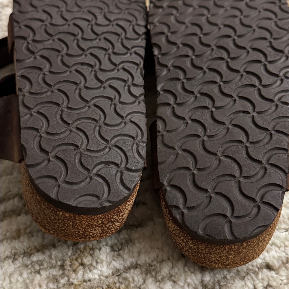 Birkenstock Brown Leather Ankle-Strap Cork Sandals - Picture 6 of 6
